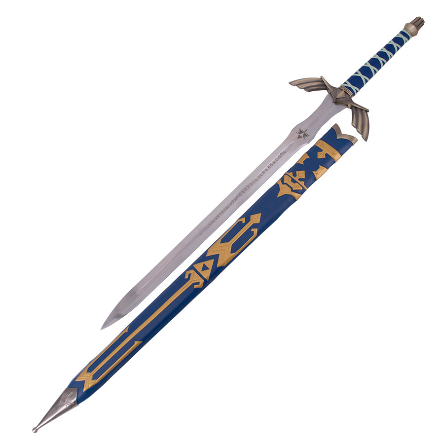 Espada Legend of Zelda com cabo e capa forradas em polipele azul