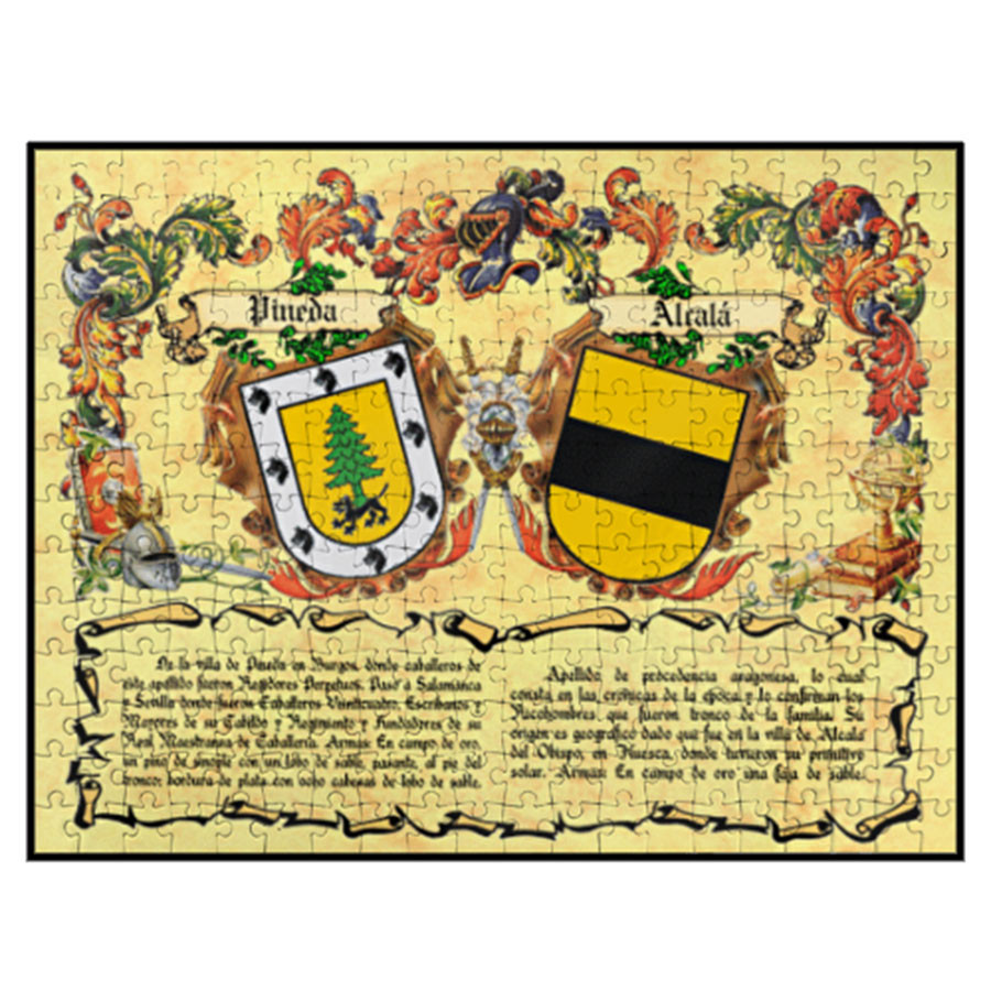 Quebra-cabeça emoldurado Escudos Heráldicos 2 Sobrenomes