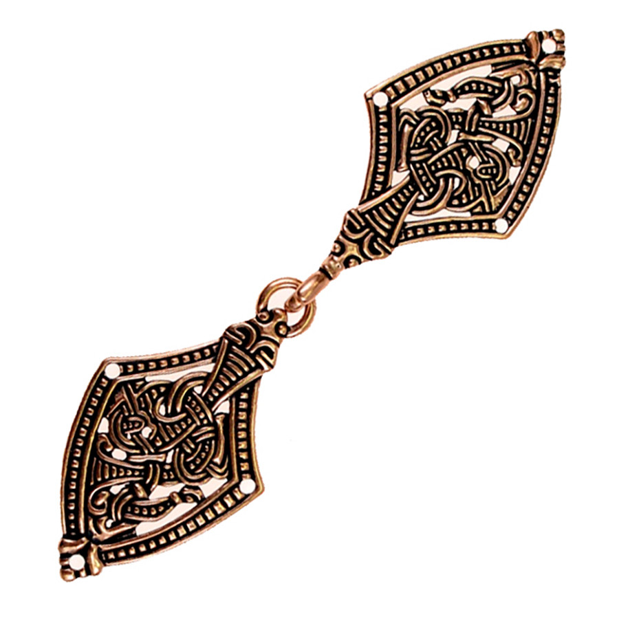 Broche com fecho de manto Viking Borre com acabamento em latão