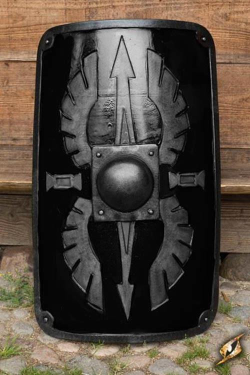 Escudo de látex Roman Scutum preto, 100x65 cm.