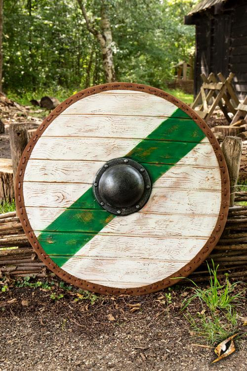 Escudo Celta Viking Thegn Verde/Branco LARP, ø 80 cm.
