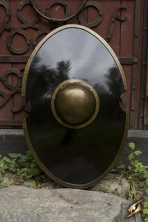 Escudo elíptico romano preto, 70x45 cm.