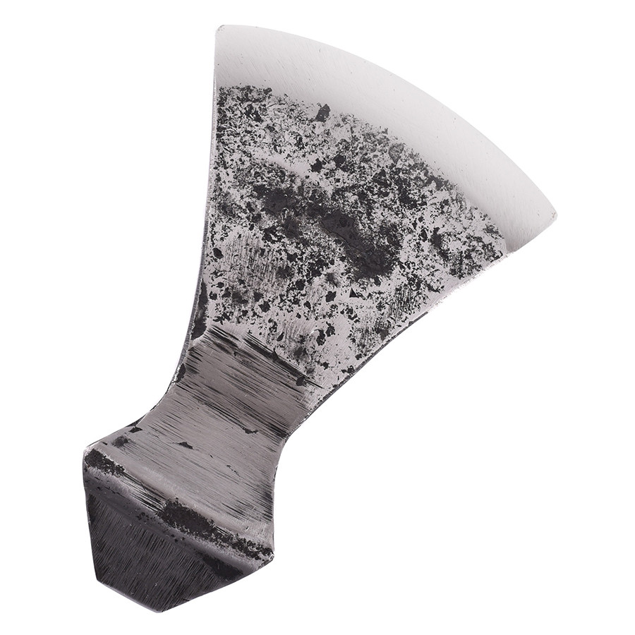 Cabeça de machado medieval com borda marcada, acabamento rústico