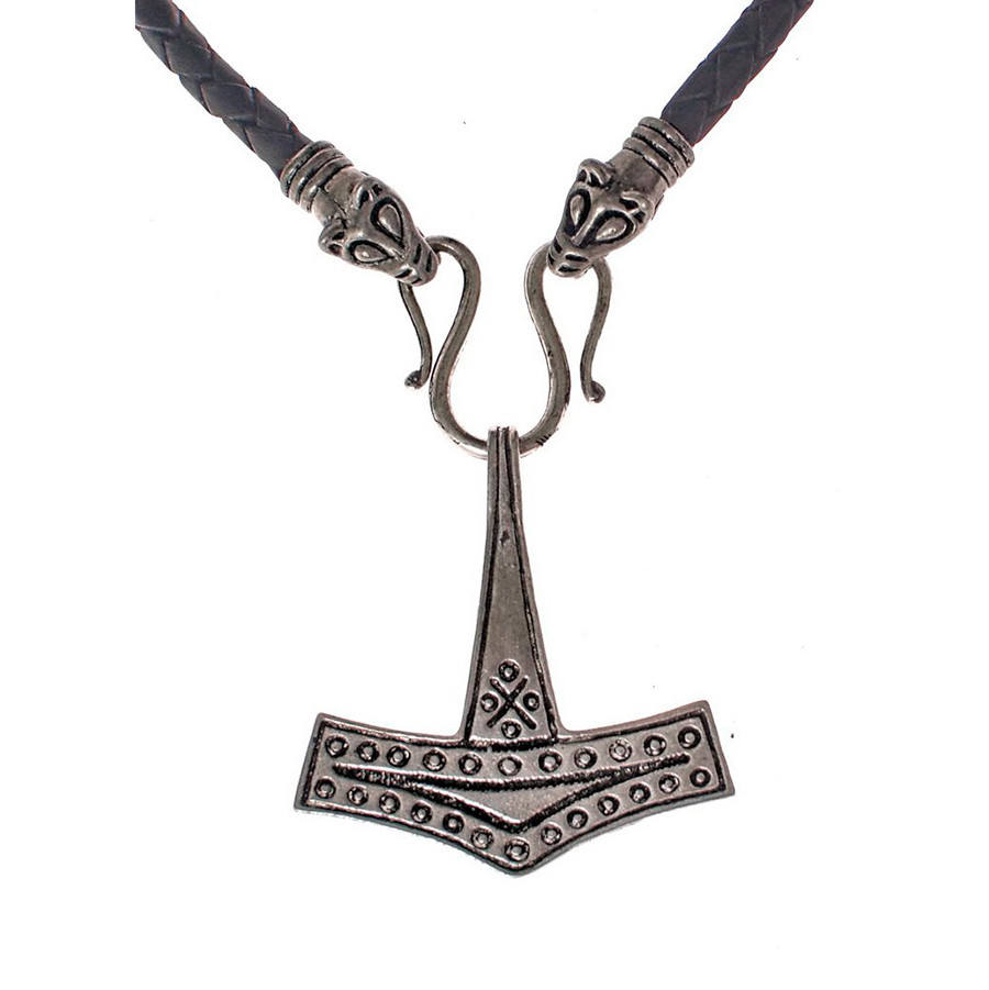 Colar de couro Viking com o Mjölnir de Bornholm