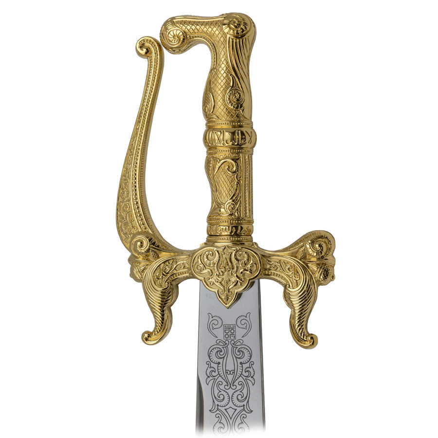 Espada de alfanje dourada, decorativa