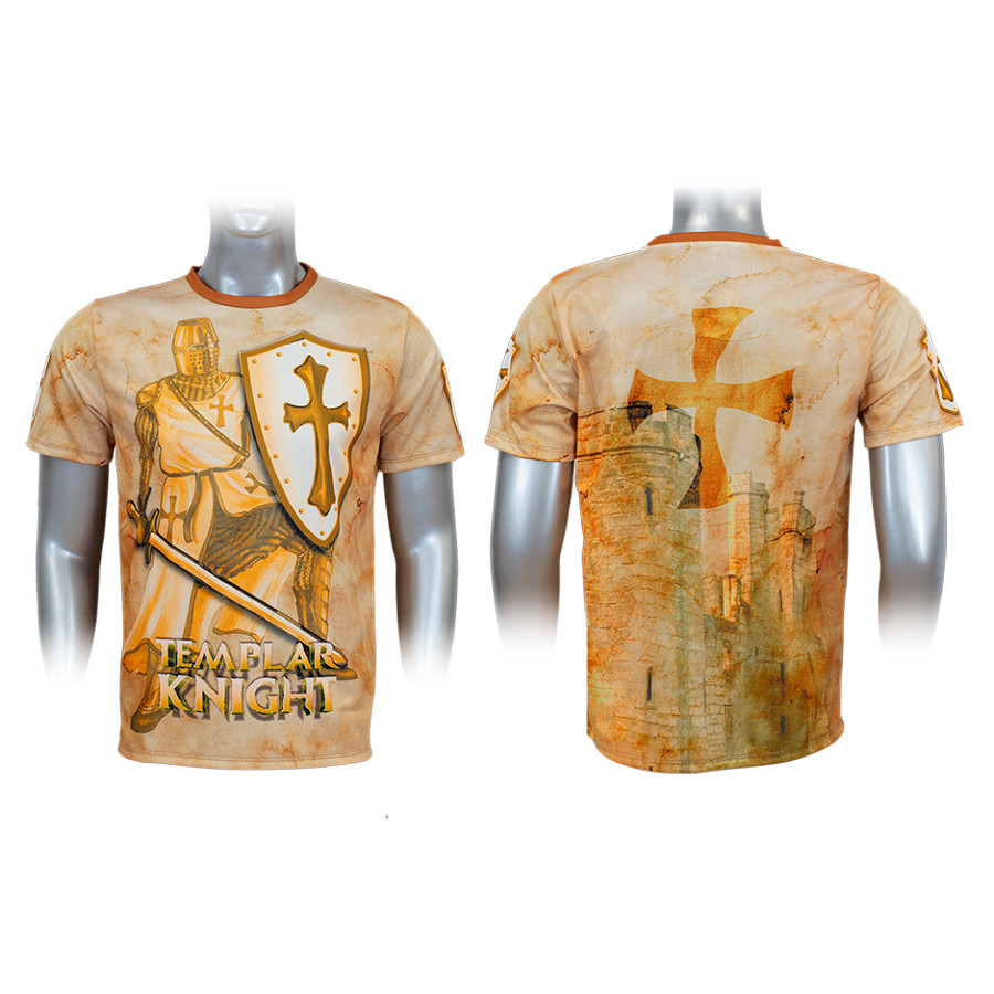 T-shirt com sublimação dourada Cavaleiros Templários