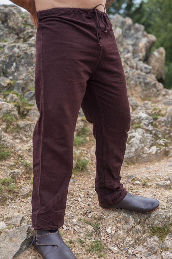 Calça viking linho modelo Asmund, marrom escuro