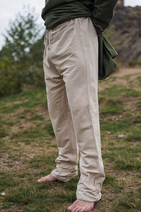 Calça viking linho modelo Asmund, branco natural