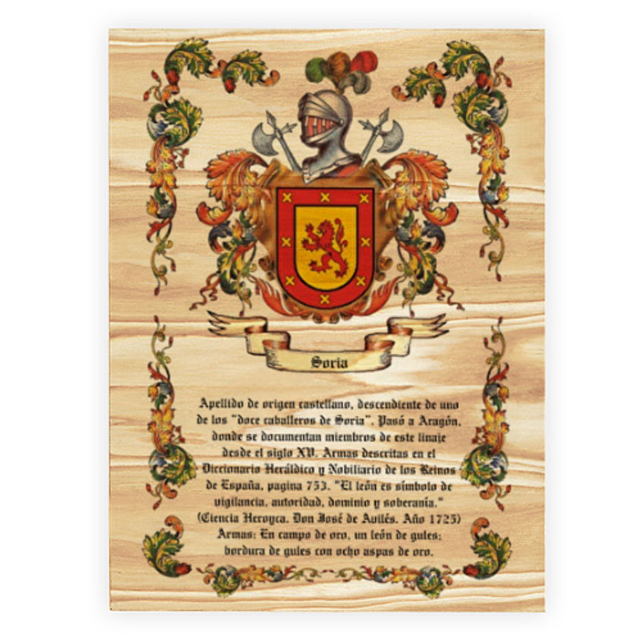 Brasão 1 Apelido sobre madeira (30x40 cms.)