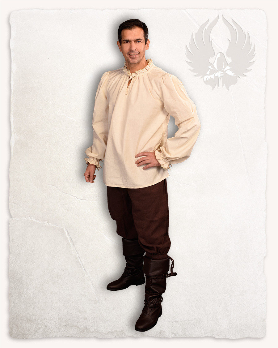 Bastian camisa medieval de manga comprida em creme