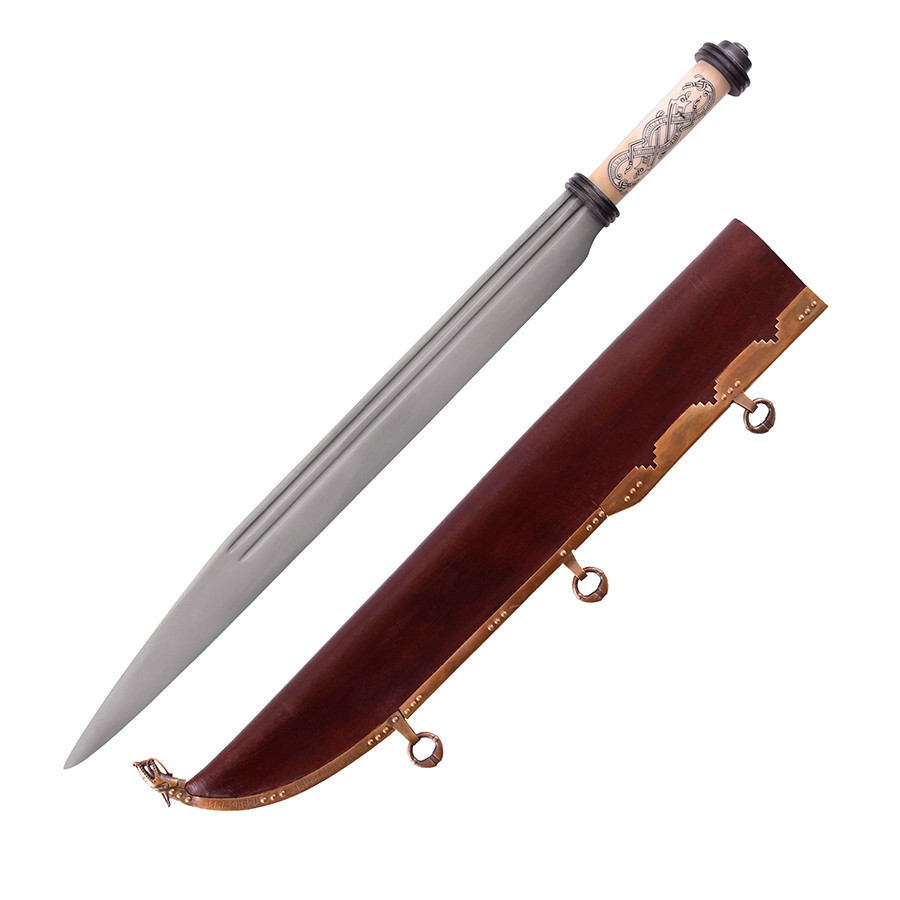 Longo seax viking com cabo de osso, século X