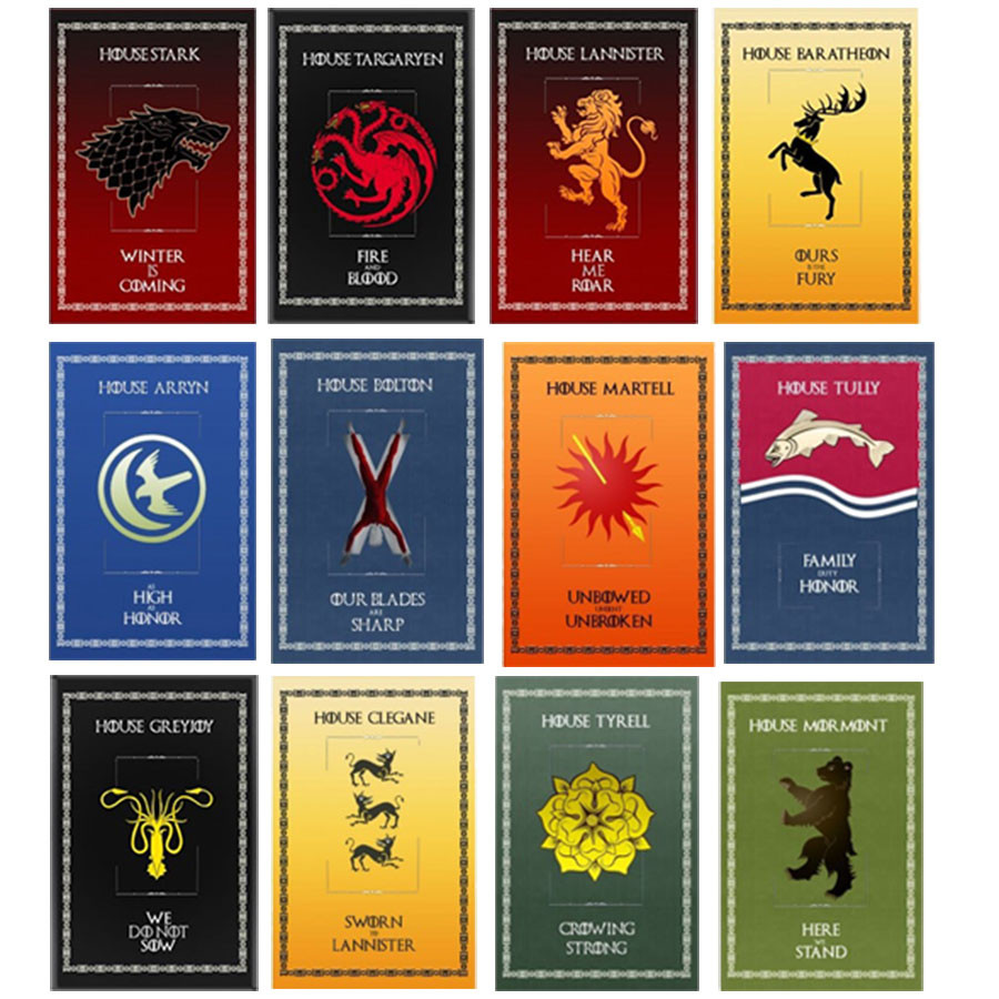 Conjunto completo de 12 Banners de Casa de Game of Thrones