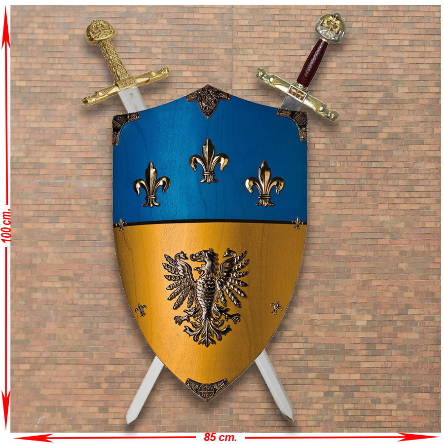 Panóplia de CarloMagno Deluxe, Rei dos Francos, com seu escudo e espadas