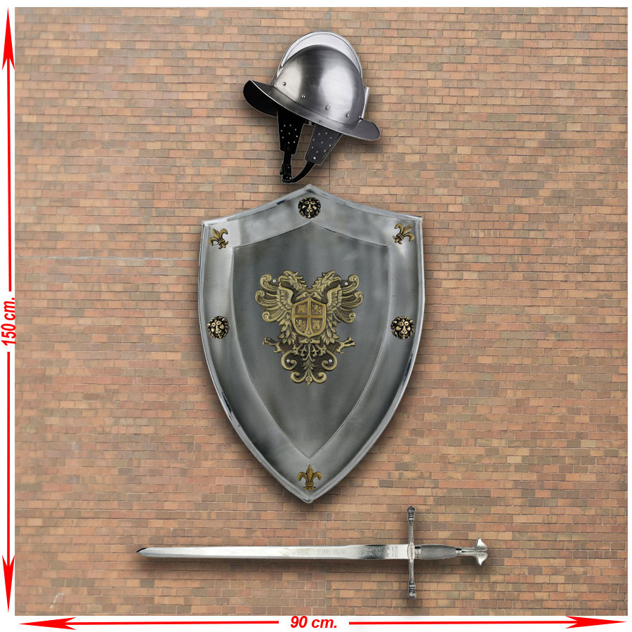 Panóplia de Carlos V com capacete, escudo e espada