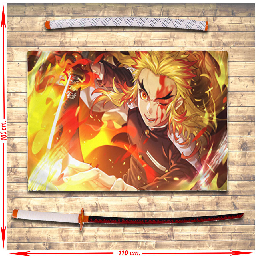 Estandarte Demon Slayer Rengoku Kyoujurou + Pacote Katana