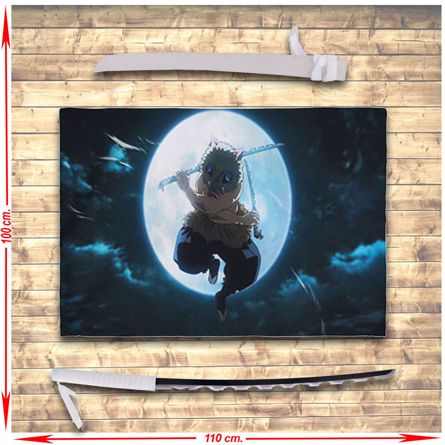 Banner do Demon Slayer Inosuke Hashibira + Pacote Katana