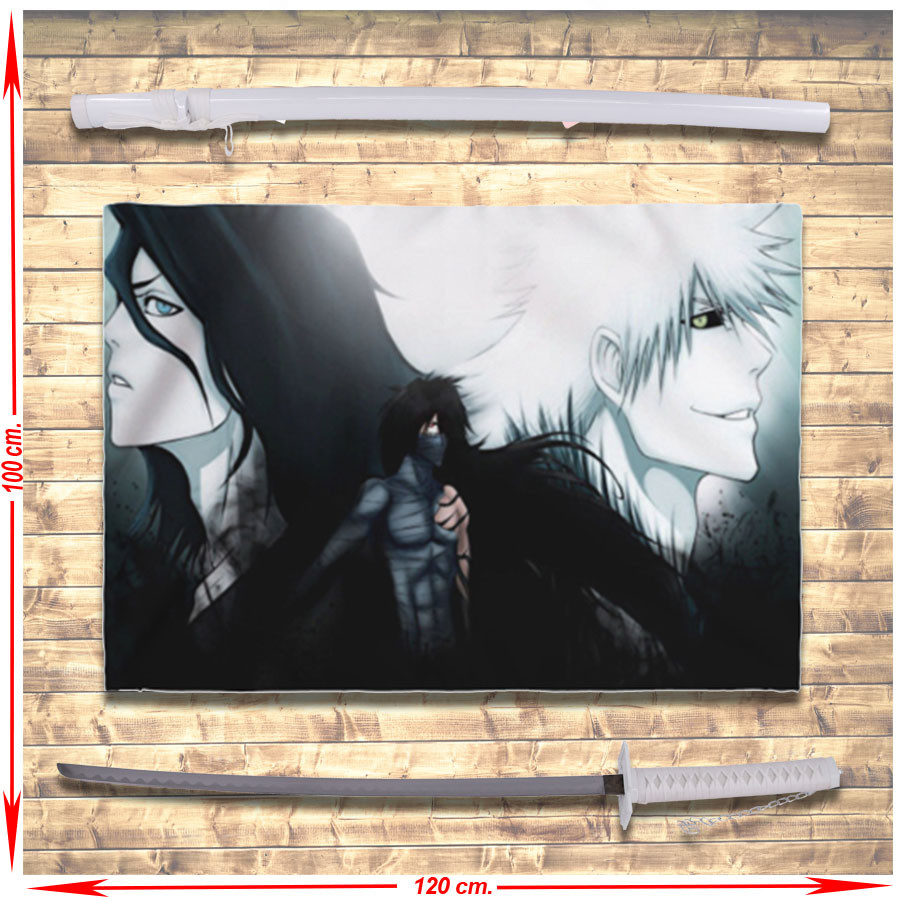 Bleach Tensa Zangetsu Hollow Ichigo Banner e Pacote Katana