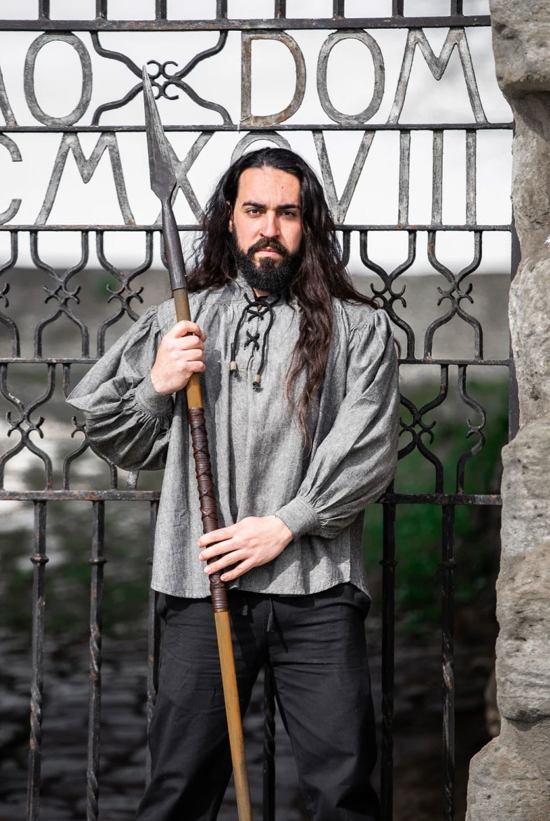 Camisa medieval modelo Leopold, cor cinza