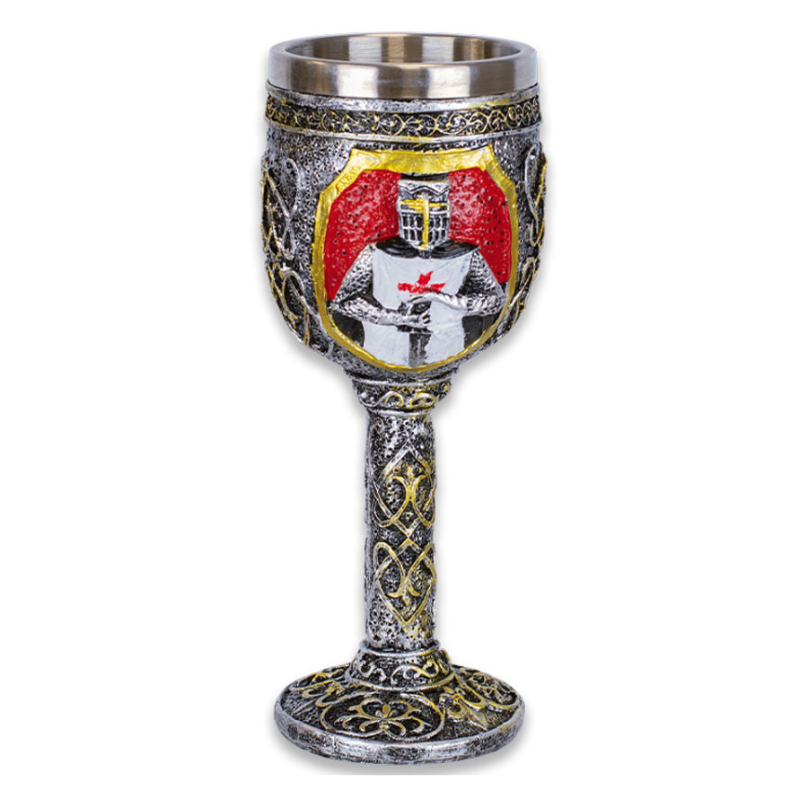 Taça Cavaleiro Templário em resina para colecionadores, 19 cm.