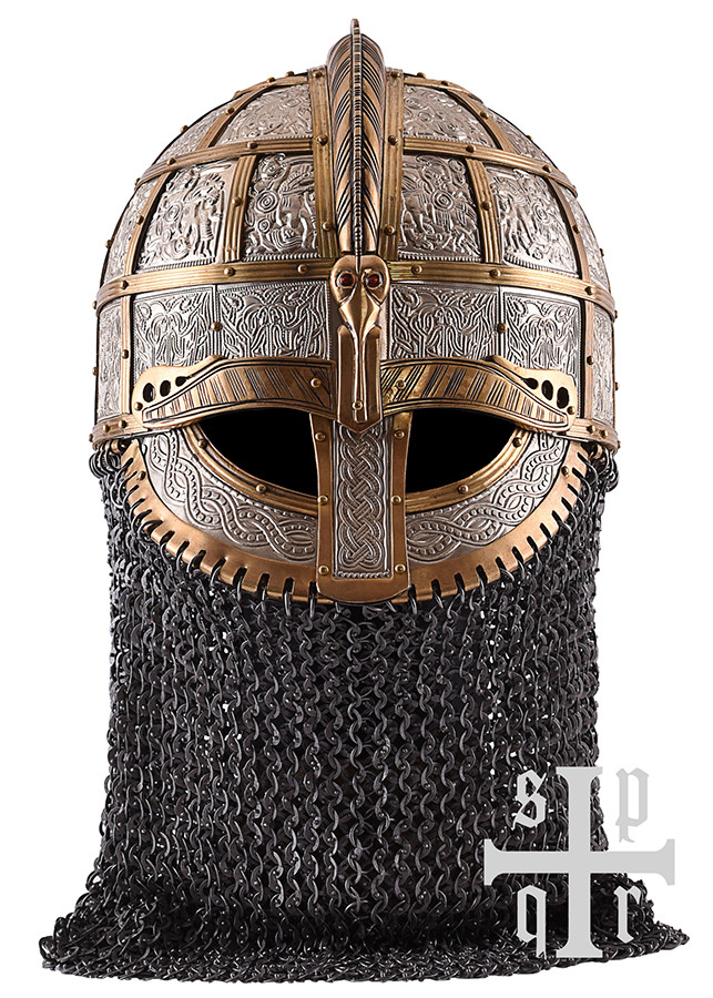 Capacete Viking decorado Valsgärde, Suécia S. VII