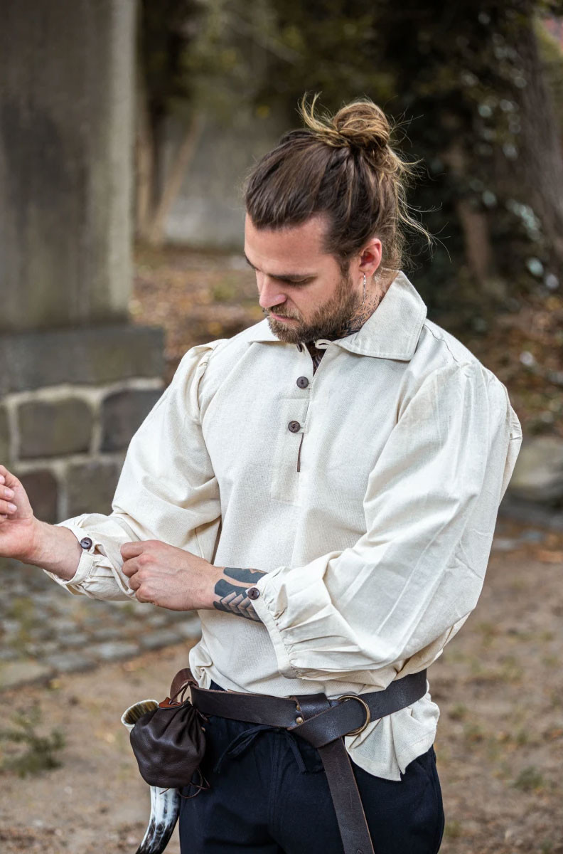 Camisa medieval modelo Ferdinand, branco natural