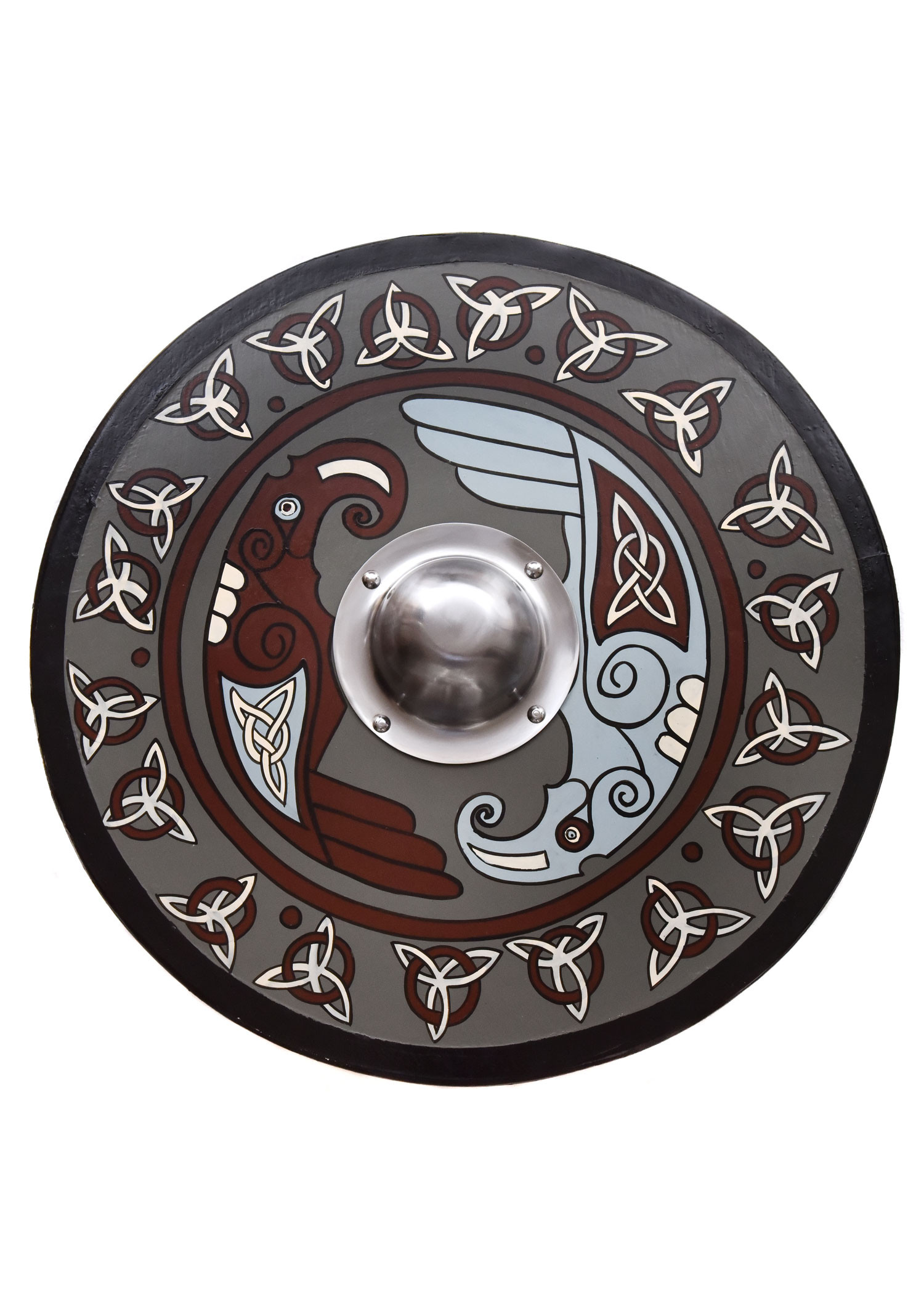 Escudo Viking pintado com Raven e Triquetes, 61 cm. QUALQUER