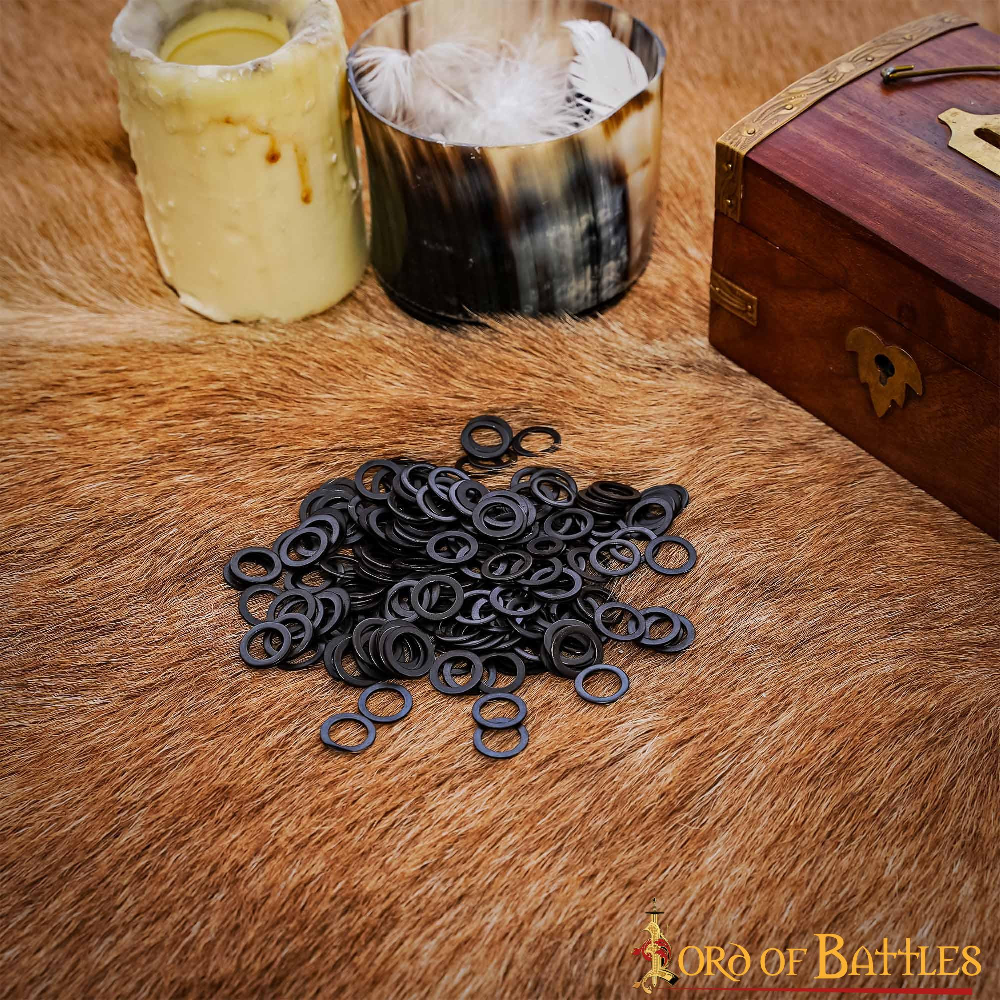 Anéis planos de aço preto maciço, 9 mm