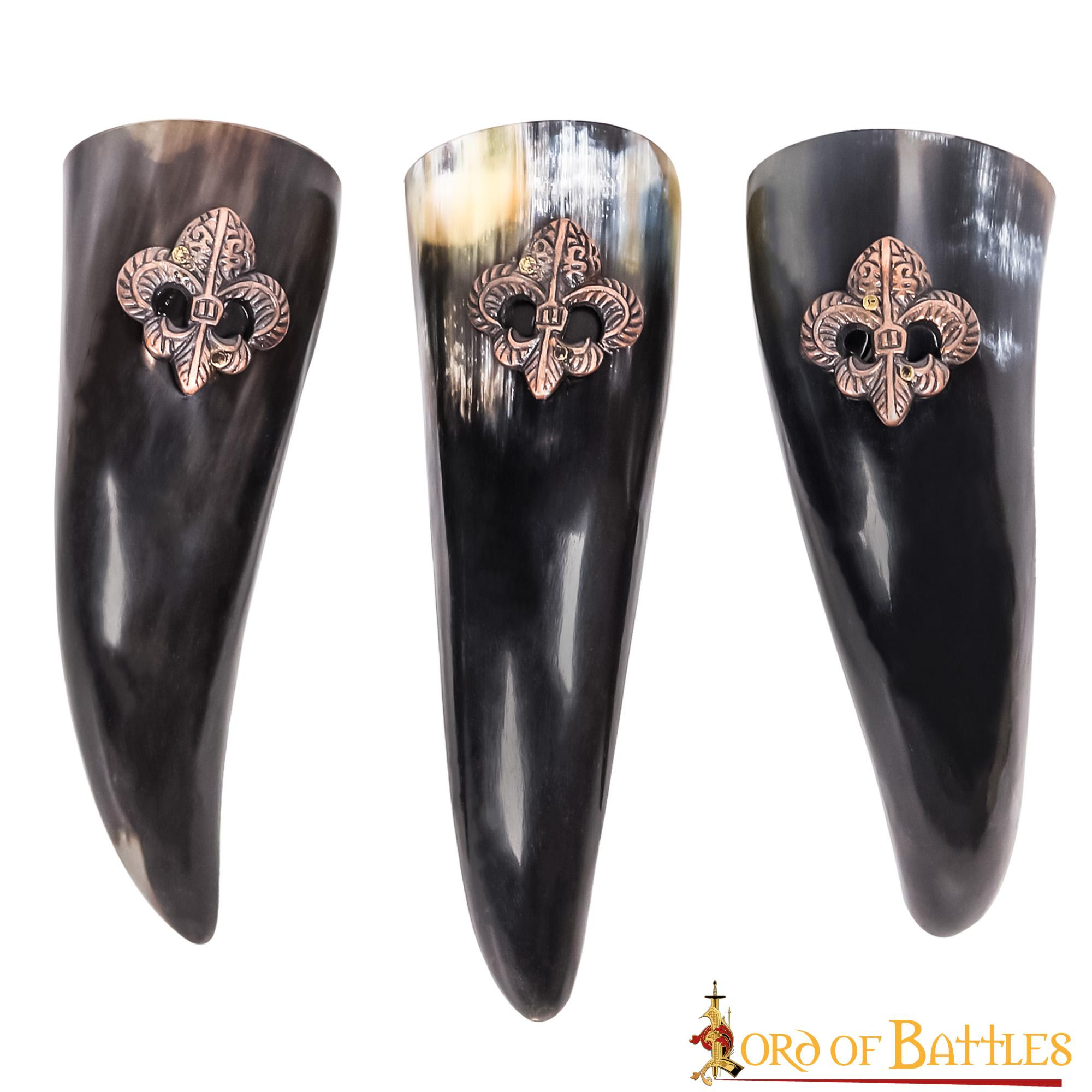 Conjunto de 3 chifres Viking design Flor de Lis