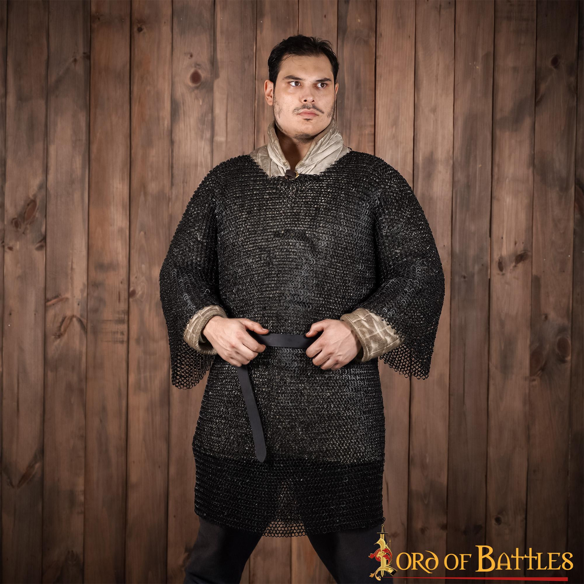 Cota de malha Haubergeon com anéis redondos rebitados