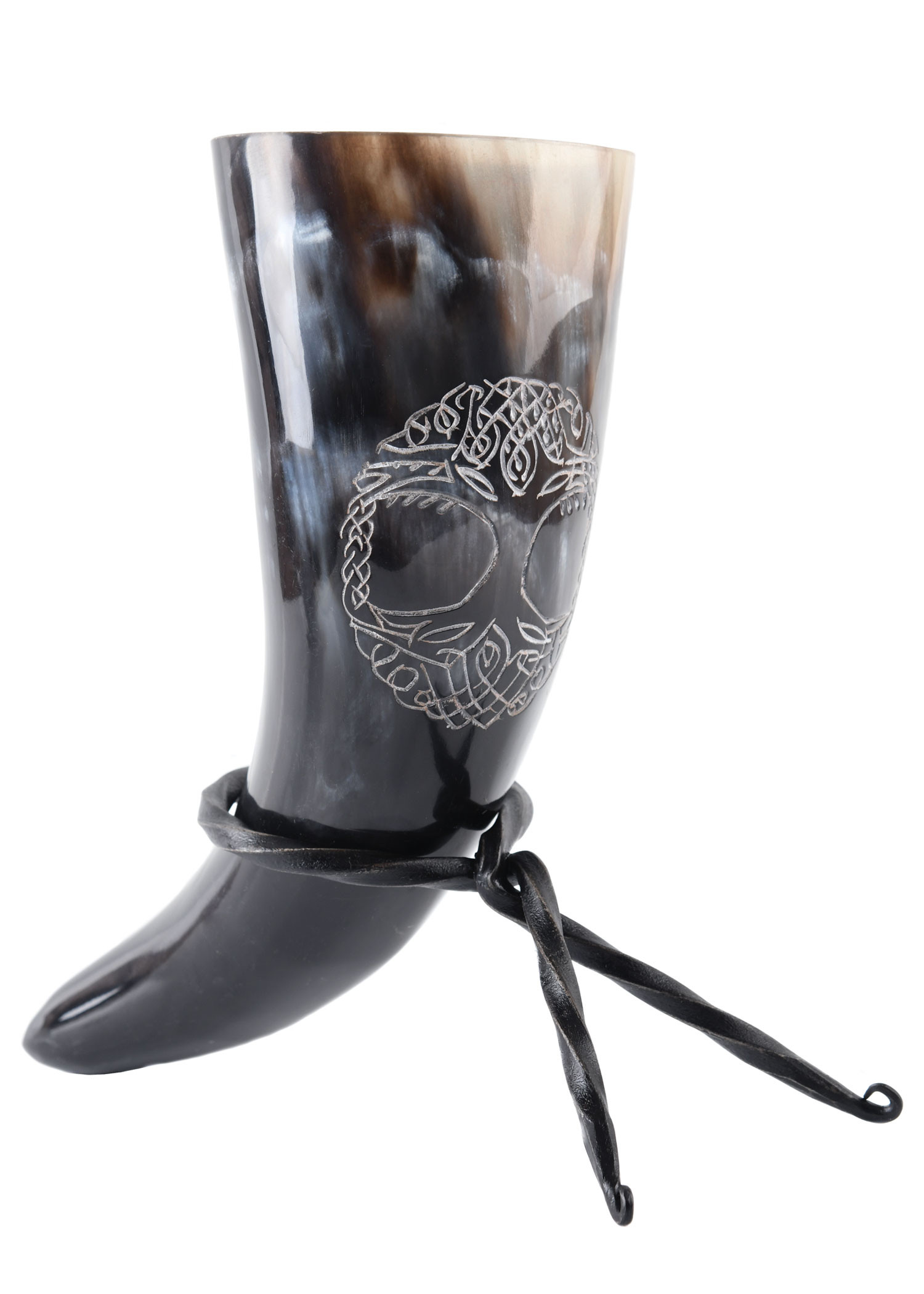 Chifre Viking, a árvore da vida Yggdrasil com suporte (200-300 ml.)