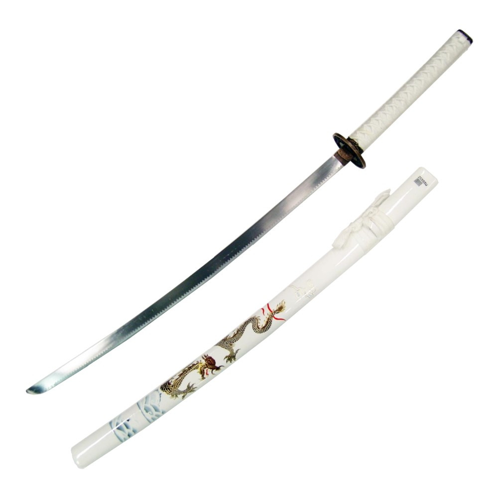 Dragão ornamental Katana, bainha branca (102 cm.)