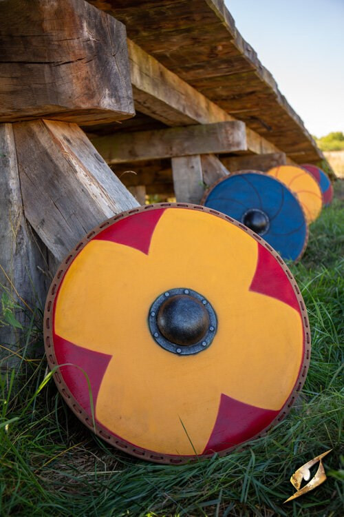 Escudo Viking Gastir para LARP (Amarelo-Vermelho)