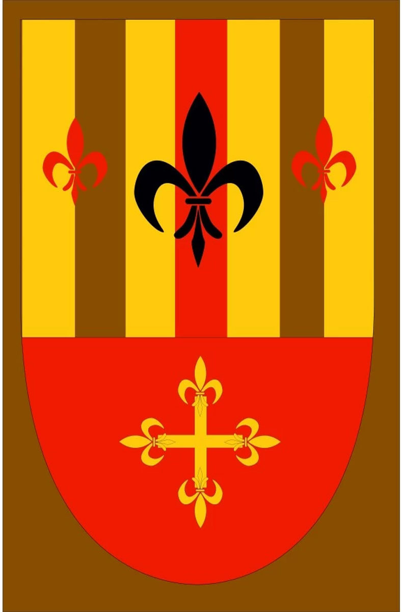Bandeira da flor-de-lys medieval com cruz medieval