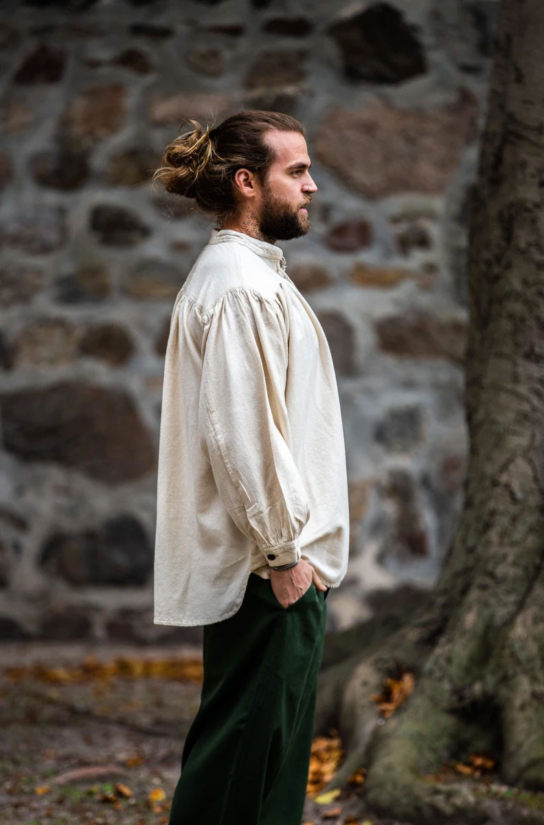Camisa medieval modelo Leopold, cor branco natural