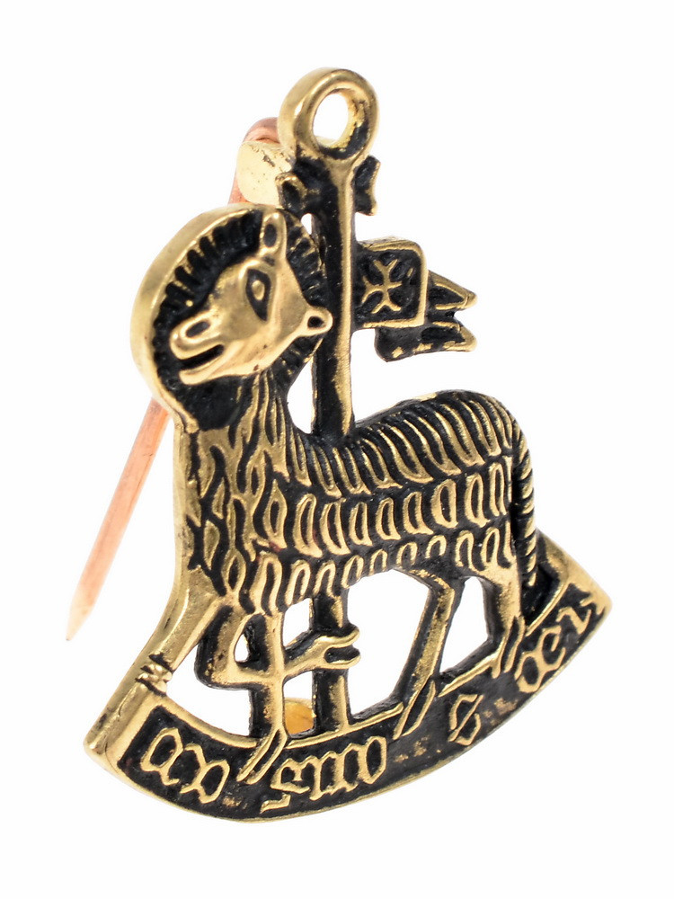 Agnus Dei broche de bronze peregrino