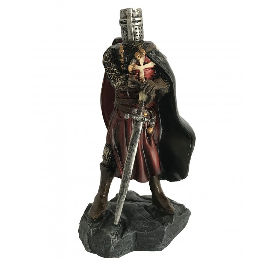 Cavaleiro Templário Miniatura de túnica vermelha e espada (22 cm.)
