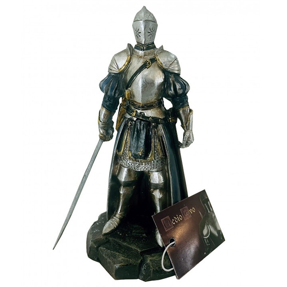 Miniatura de Cavaleiro Medieval com Capacete e Espada (Altura 12 cm.)