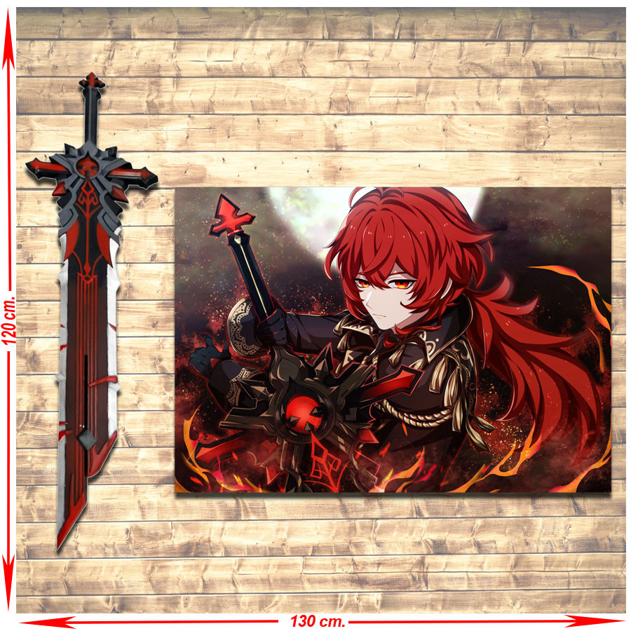 Estandarte Diluc Genshin Impact + Pacote Espada