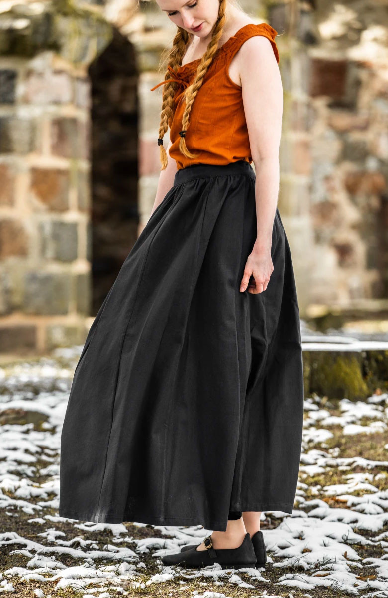 Saia medieval modelo Konstanze, algodão preto