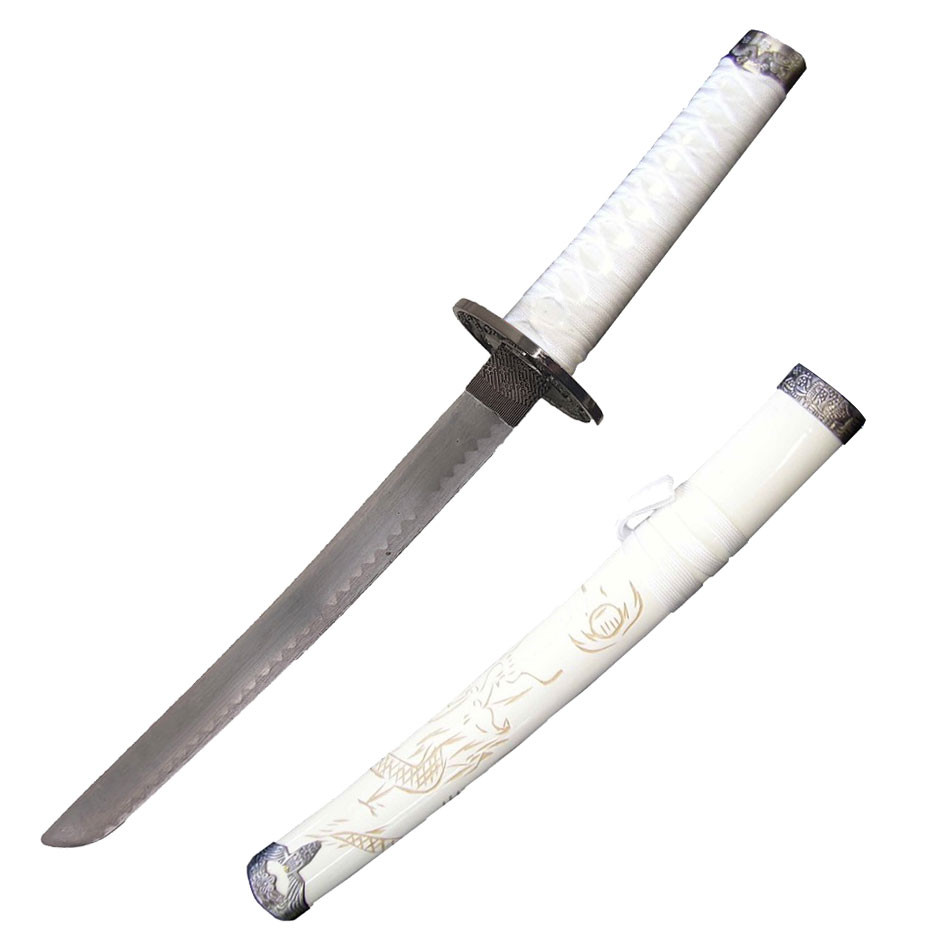Tanto dragão branco decorativo saya (54 cm.)