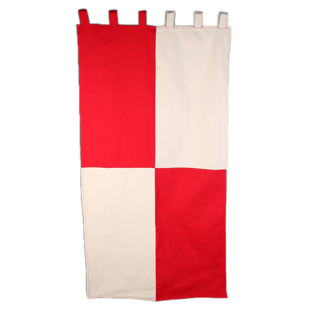 Faixa esquartejada de algodão pesado 160 x 75 cm. (creme-vermelho)