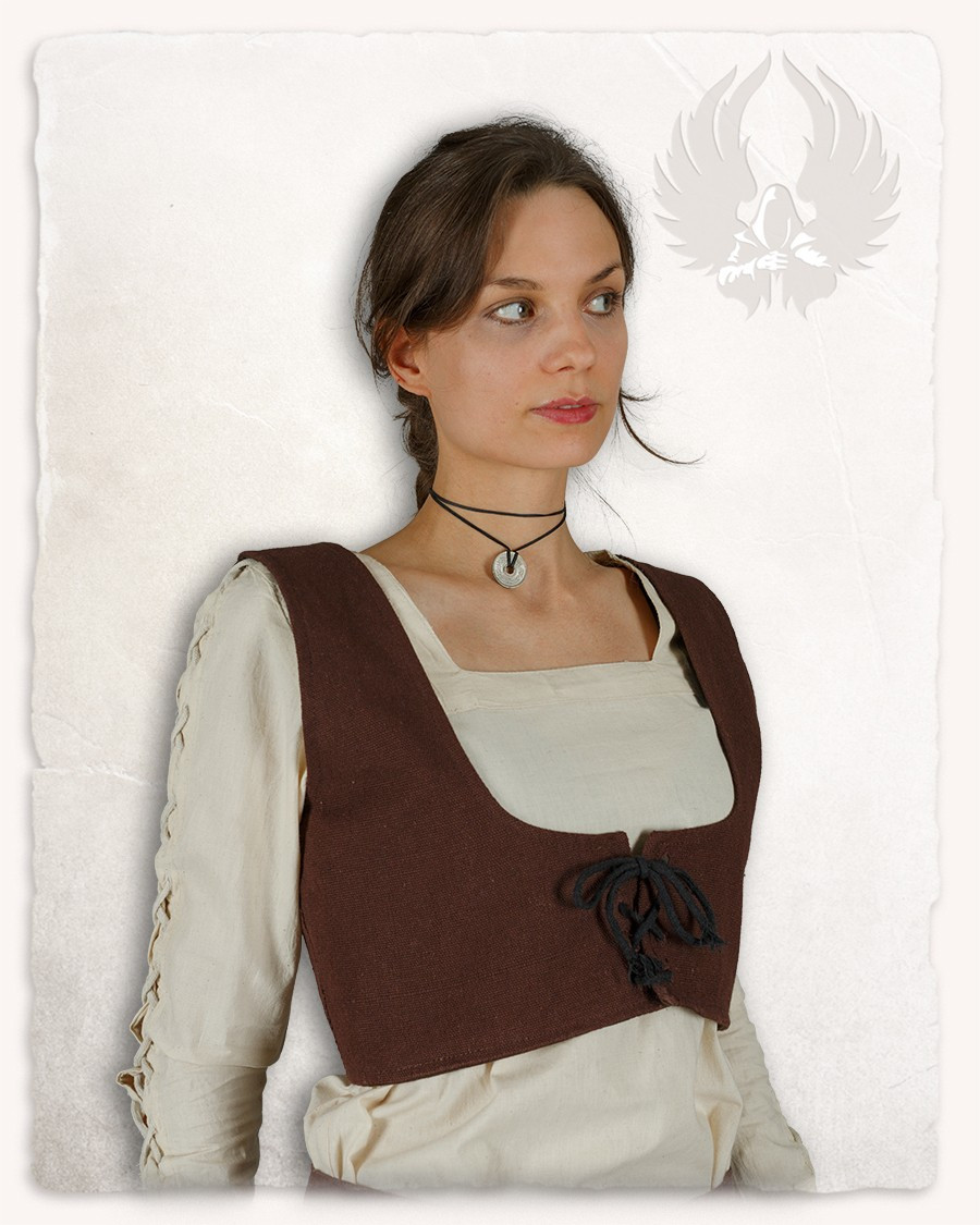Corpete medieval em algodão marrom modelo Annabelle