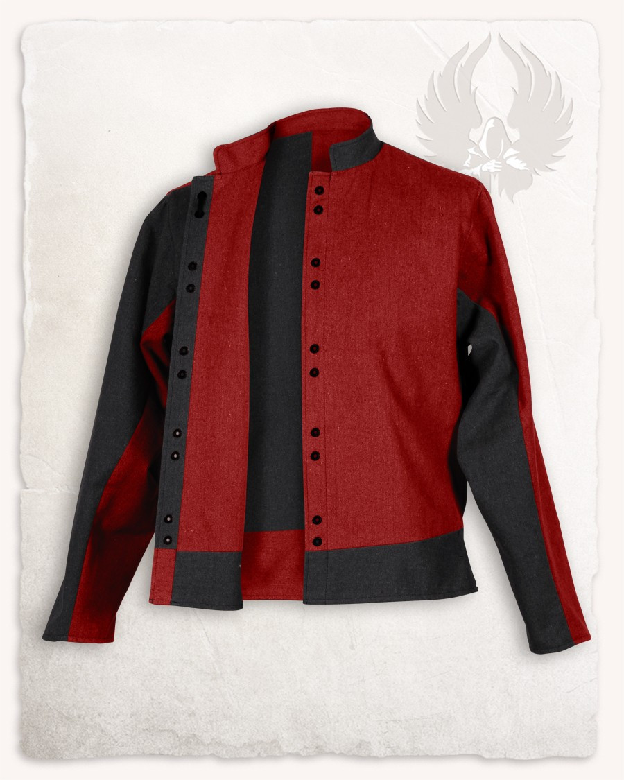 Jaqueta bicolor de algodão vermelho bordô