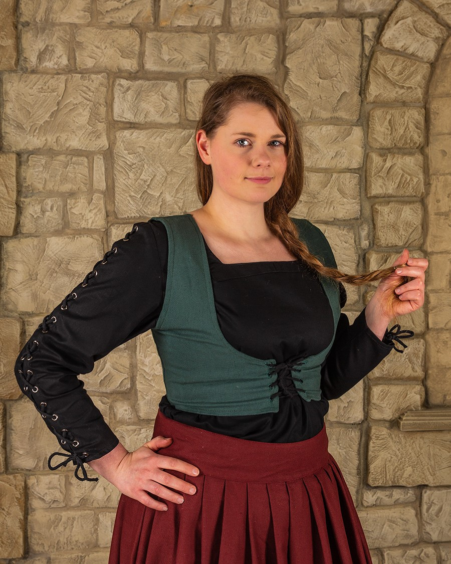 Corpete medieval em algodão verde modelo Annabelle