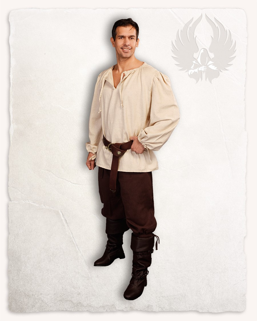 Camisa medieval modelo Rafael, algodão creme