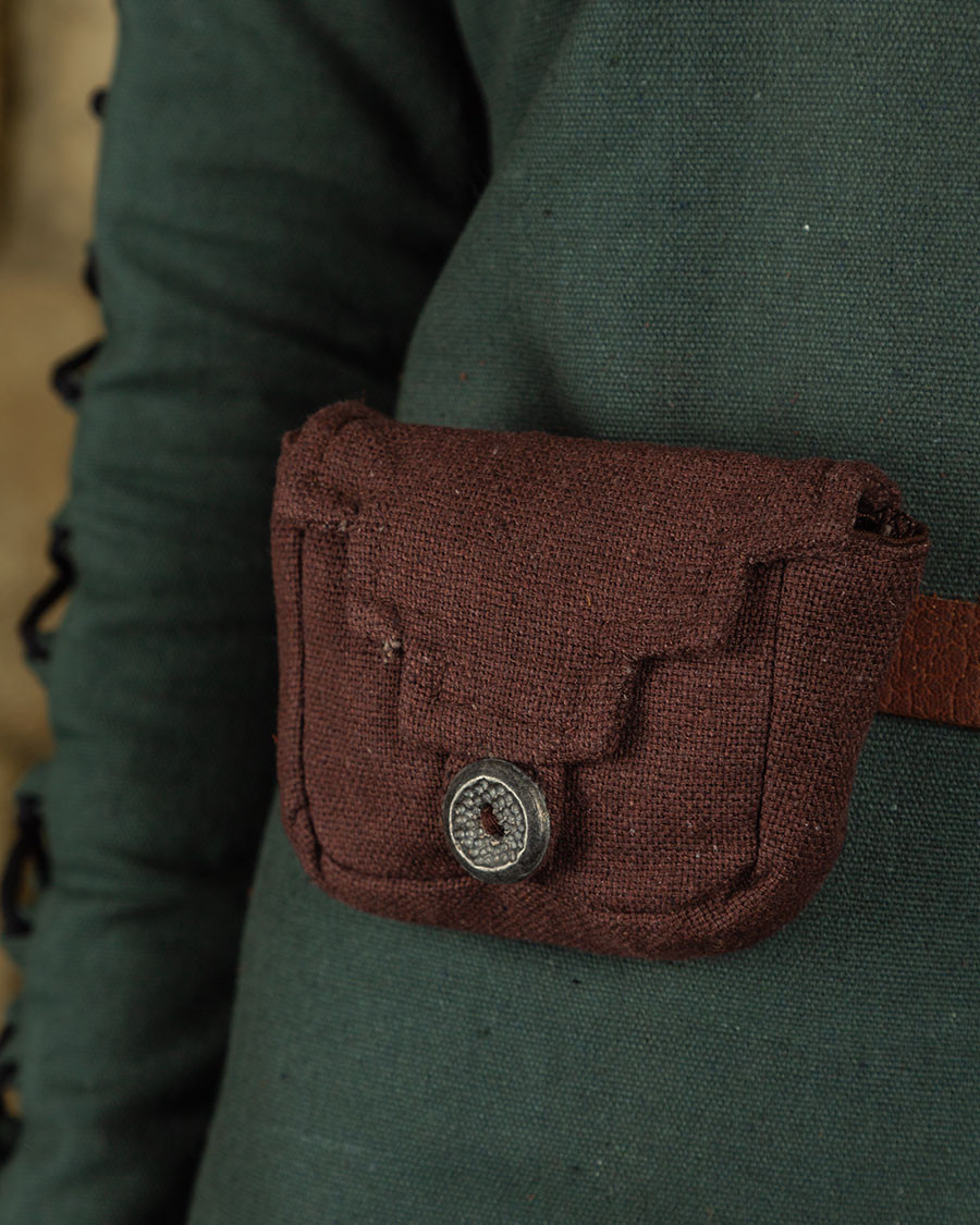 Bolsa de cintura pequena medieval modelo Borchard, algodão castanho