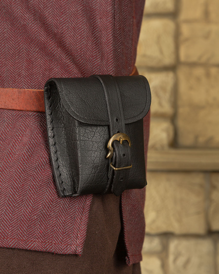 Bolsa medieval tipo pochete Geralt em preto (14x12 cm.)
