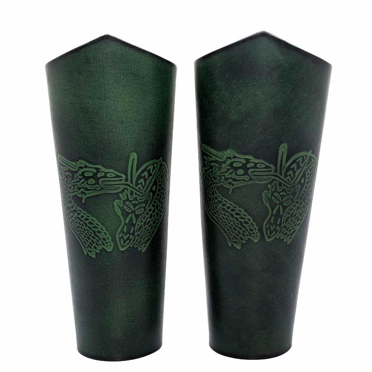 Pulseiras de fantasia de dragão em couro repuxado, verdes