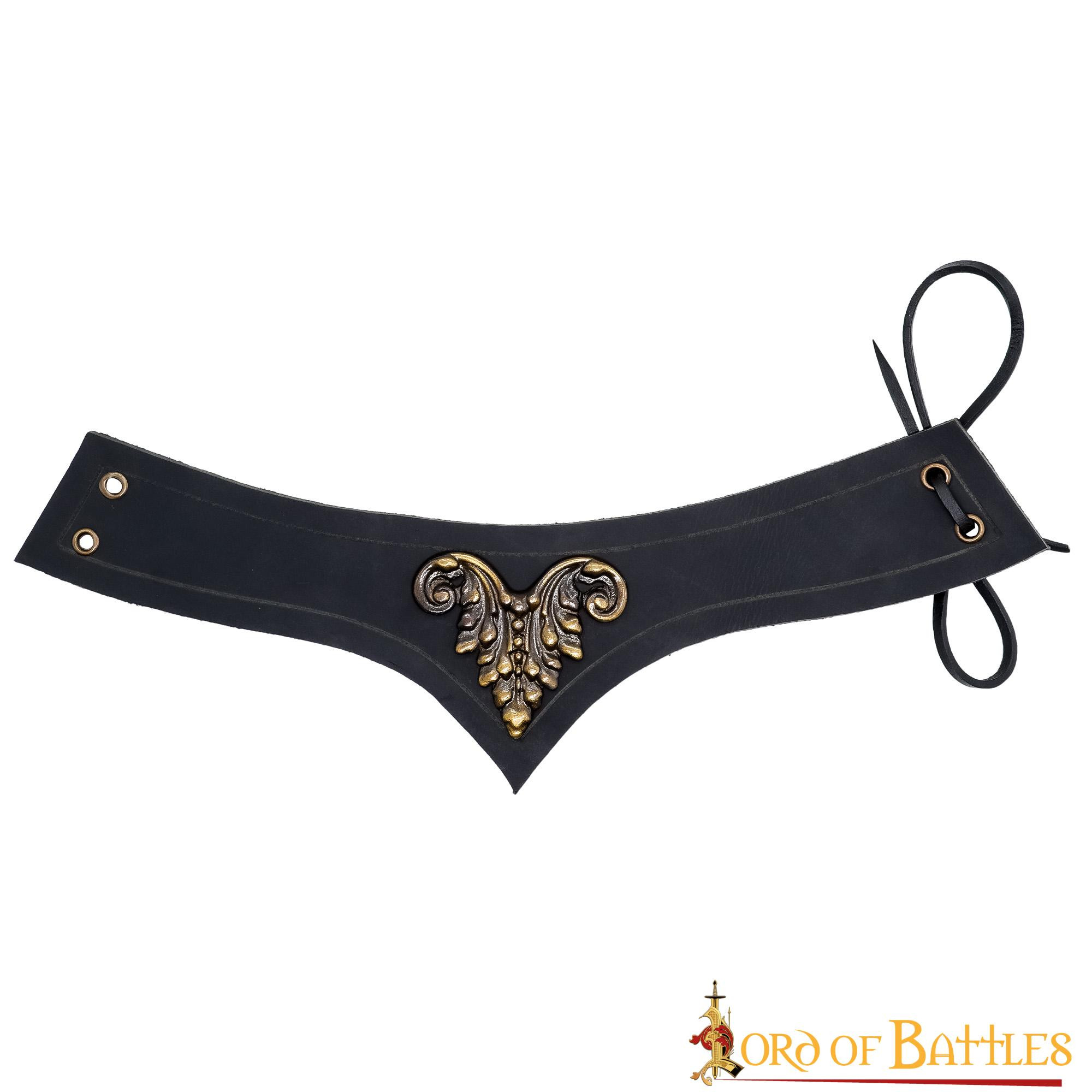 Tiara medieval de couro preto decorada