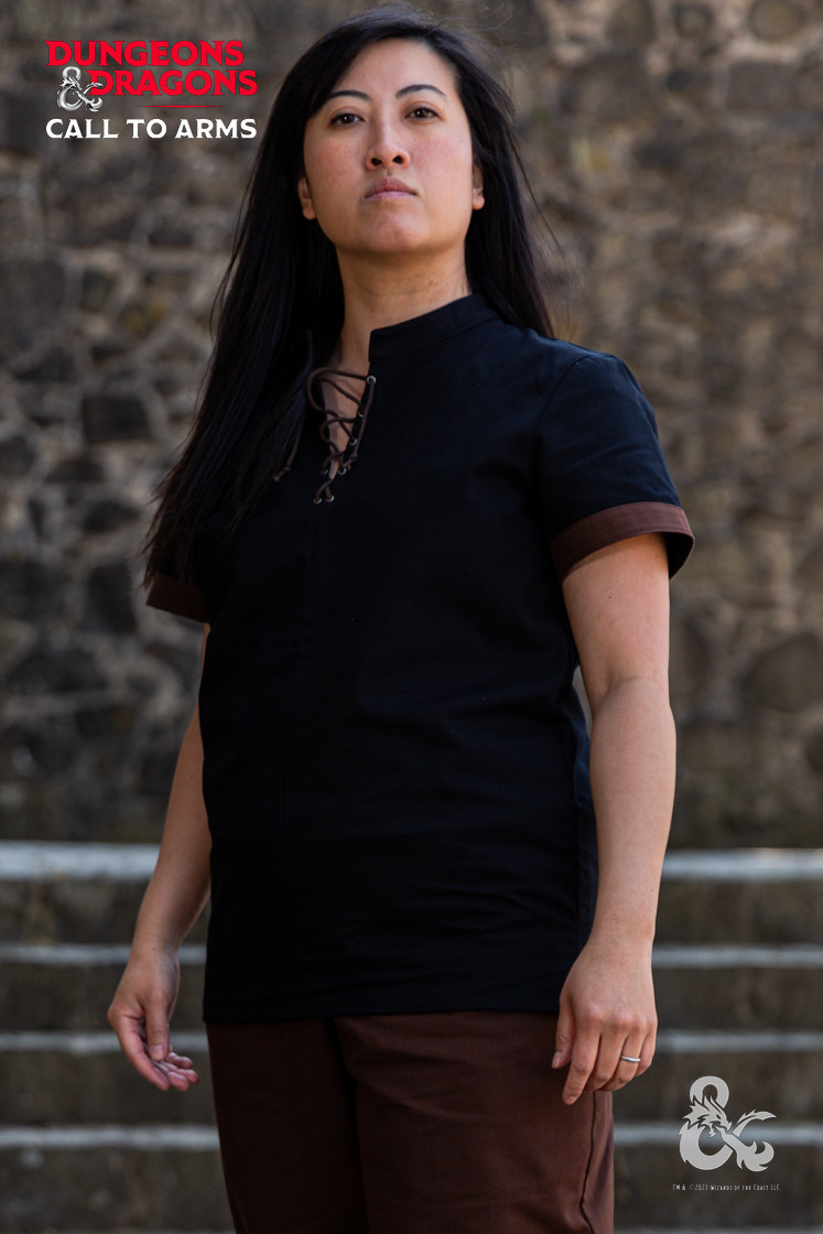 Camisa medieval Rogue, preto-marrom